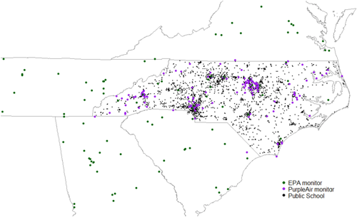 Estimating PM2.5 concentrations at public schools in North Carolina
